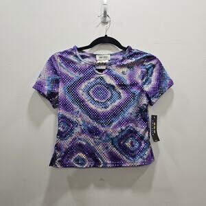 VINTAGE Y2K 2000s NEW Amy Byer Purple Disco Sequin Top Mirror Illusion Girls XL